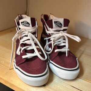 Vans Kids Burgundy and White High-Tops